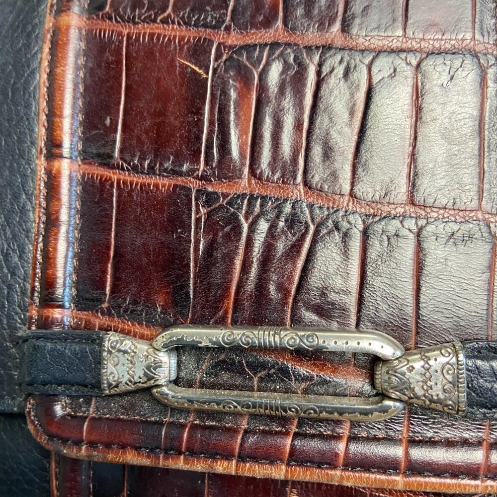 Brighton Black Croc Leather Clutch/Shoulder/Crossbody Organizer Bag Wallet - Picture 3 of 11